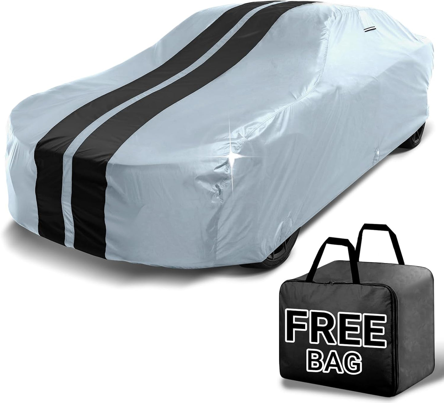 iCarCover Custom Car Cover for Buick Skylark Convertible (1953-1954) Waterproof All-Weather Rain Snow UV Sun Protector Full Exterior Indoor Outdoor Car Cover (Stripe - Gray/Black)
