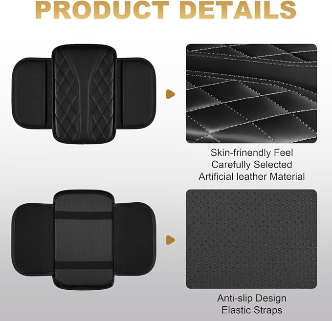 Center Console Cover Fit for RAV4 Scratch & Wear Resistant Waterproof Middle Console Cover with 2 Storage Bags(Black)