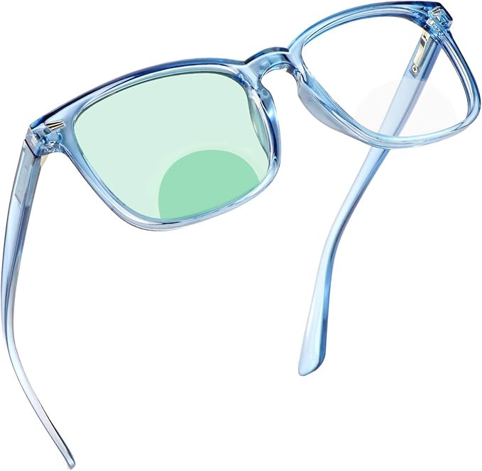 YEIN Bifocal Reading Glasses with Blue Light Blocking Lenses, Bifocal Reader for Women and Men, Vintage Square frame with Spring Hinge (+0.00/+2.00 magnification)