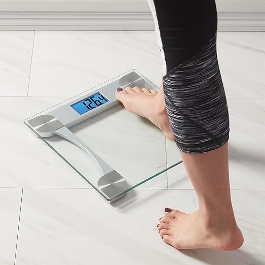Taylor Digital Glass Weight Tracking Scale, Bathroom Scale for Body Weight, Digital Bathroom Weighing Machine, Highly Accurate & Measures Weight up to 440 lb, Battery Powered, FSA HSA Eligible, Clear