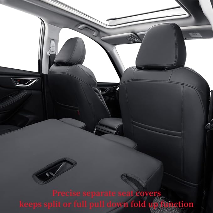 coverdream Forester Seat Covers Custom Fit for 2025 2026 Subaru Forester Base,Limited,Premium,Sport,Touring,Full Coverage,Airbag Compatible,Waterproof Leather Seat Protector(Full Set,Black/Red)