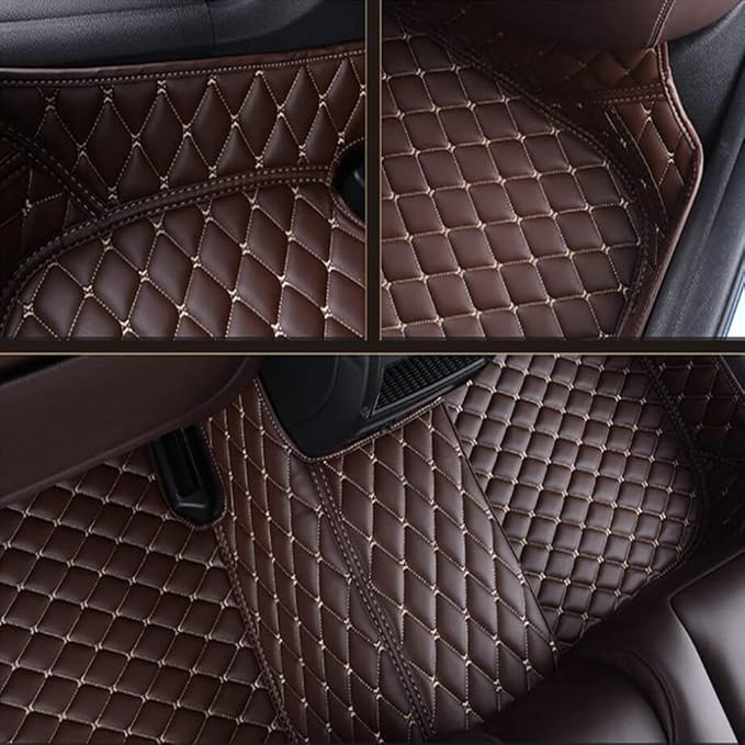 Customize Car Floor Mats for 99% Sedan SUV Sports Car All Weather Leather Full Coverage Waterproof Non-Slip Vehicle Lining Pads (Wine red)