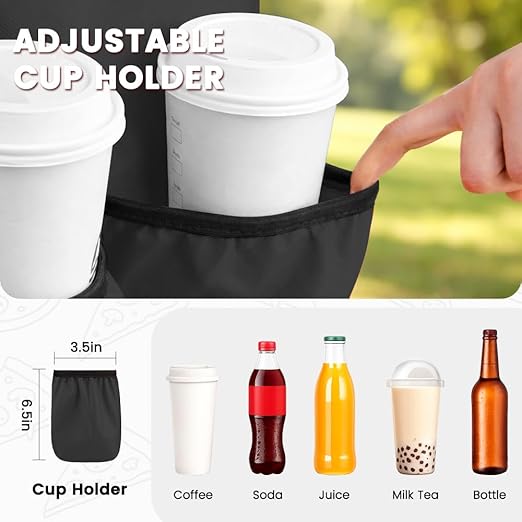 CIVJET Insulated Food Delivery Bag with 4 Cup Holder and Bottom Support, XXX-Large Insulated Grocery Bags Keep Food Hot/Cold, Cooler Bags with Drink Carrier, Food Carrier Catering Bag for Events,Black