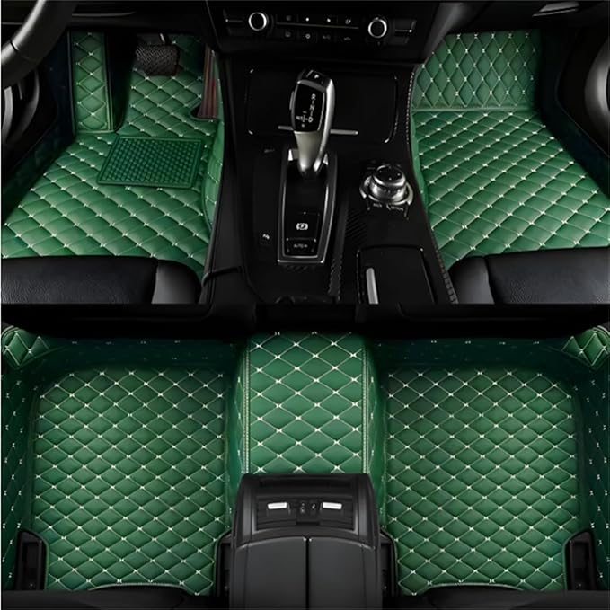 Custom Car Mats All Weather Fit Automotive Floor Mats PU Leather Protector Mat for Most Sedan, SUV, Truck Floor Mats (Green Beige)