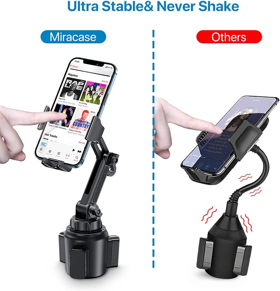Miracase Cup Phone Holder for Car, [Upgraded Version] Adjustable Long Neck Car Cup Holder Phone Mount Cradle Friendly Compatible with iPhone Samsung Google and All Smartphones, Red