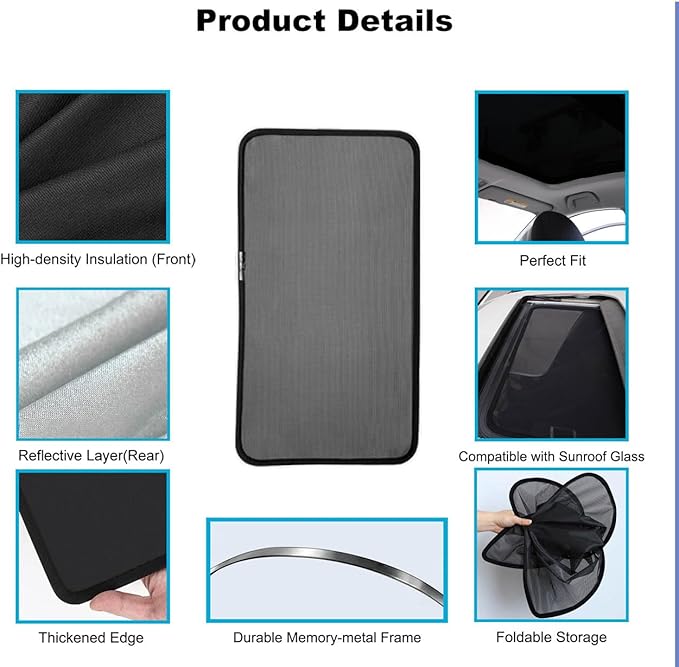 Car Sunroof Compatible with Tiguan 2023-2017 5-Door SUV, Foldable Glass Roof Sunshade with Storage Bag, Sunshade Roof Heat Insulation Sun Protection Roof Sunshade Interior Sunroof Shade
