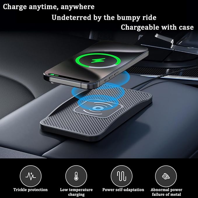 Wireless Car Charger Pad for Nissan Titan 2004-2024, Type-C/USB 20W Car Wireless Charger Non-Slip Phone Charging Pad Car Accessories,A 30cm Cable Type-C Plug