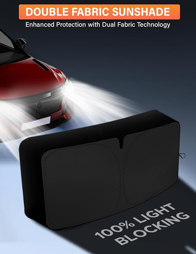 EcoNour Windshield Sunshade Compatible for Cadillac Escalade 2021-2024 2025 2026, Sun Visor for Front Windshield & Window Sun Shade Cover, UV Heat Blocker & Protector, Car Accessories