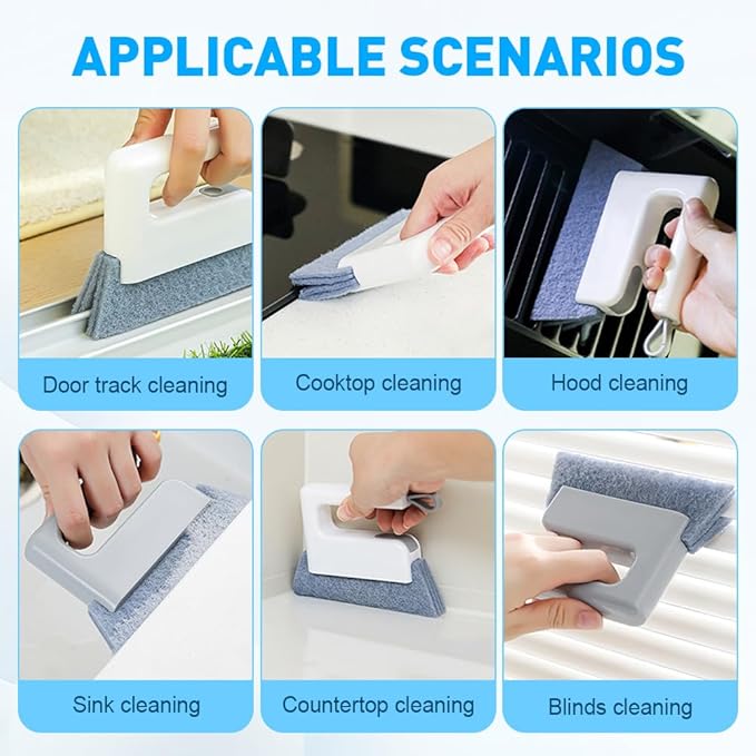 Magic Window Track Cleaner, 2026 Upgraded Handheld Cleaning Brush Set, Creative Cleaner Brushes Tools for Window lides Gaps, Sliding Door Track, Tile Lines Shutter Car Vents (3pcs White)