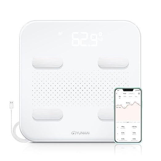 YUNMAI S Smart Body Fat Scale, Accurate Digital Bathroom Scale for Body Weight, Body Composition Analyzer with Health Monitor Sync Apps for BMI, Body Fat, Muscle Mass, Body Weight