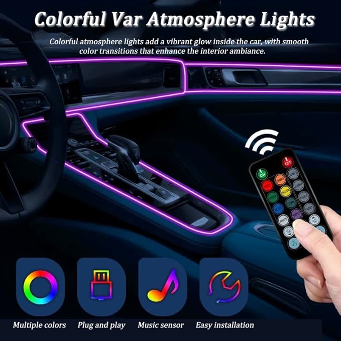 Car LED Strip Light for Maserati Levante S 2017–2025, 6 in 1 Car Ambient Lighting Kits, Interior Interior Light Sync to Music, Auto Decorations Interior Accessories, 8M