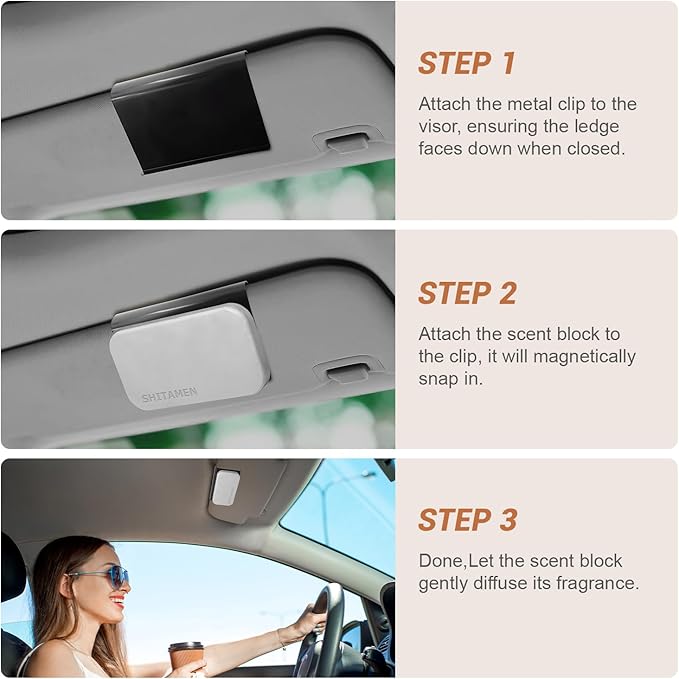 Car Air Freshener, Stone Air Freshener, Automotive Odor Eliminator for Visor Clip- Car Fresheners Long Lasting - CLIP INCLUDED (Charming Orchard/Starter Kit)