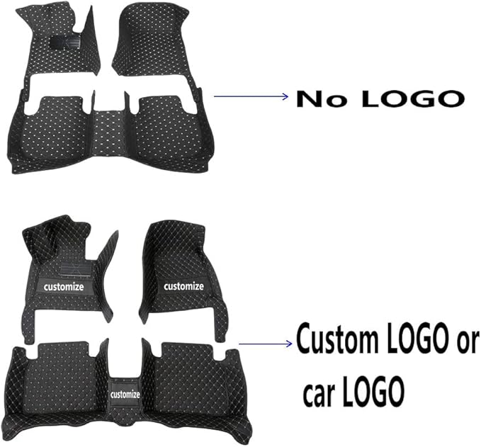 KaiLaiCarCustom Automotive Car Floor Mats for 99.99% Sedan SUV Sports Car Men Women Protection Full Coverage Pads Anti-Slip Leather Floor Lining (Black Diamond + Black Strip, D- Diamond + Strip)