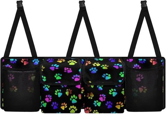 Trunk Organizer Cute Paw Print Car Storage Organizer Oxford Cloth Keep the Car Clean and Tidy Washable Car Trunk Organizers for Women, Easy to Install and Clean