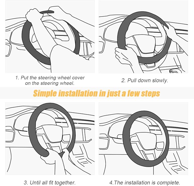 Car Steering Wheel Cover, Microfiber Breathable Ice Silk Leather Steering Wheel Cover Soft Anti-Slip Safety, 15inch Four Season Universal Fits for Most Truck,SUV,Cars (Pink)
