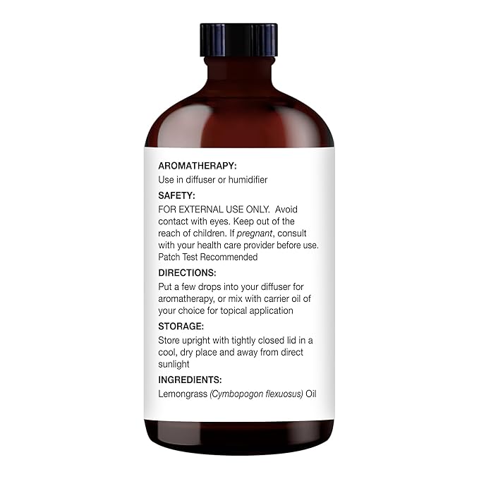 MAJESTIC PURE Lemongrass Essential Oil with Glass Dropper | 100% Pure and Natural Lemongrass Oil | Premium Grade Essential Oils for Diffusers, Skin, Aromatherapy, Massage | 3.4 Fl Oz