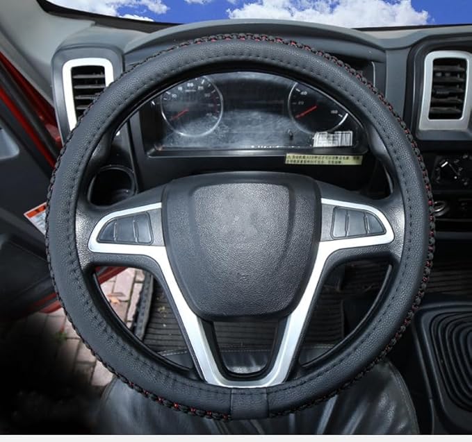 15”16”17“18“19”20 Inch Ice Silk Ventilation Multi-Style Comfy Grip Steering Wheel Cover for Truck, Bus, Big Rig Trucker,SUV， Anti-Slip Design 15-20 Inch (BlacRed, 18)