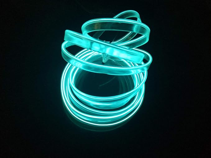ABALDI Car Light El Wire Led Flexible Soft Tube Wire Lights Neon Glowing Car Rope Strip Light Xmas Decor DC 12V for Car 360 Degrees of Illumination(5m/16ft,Ice Blue)