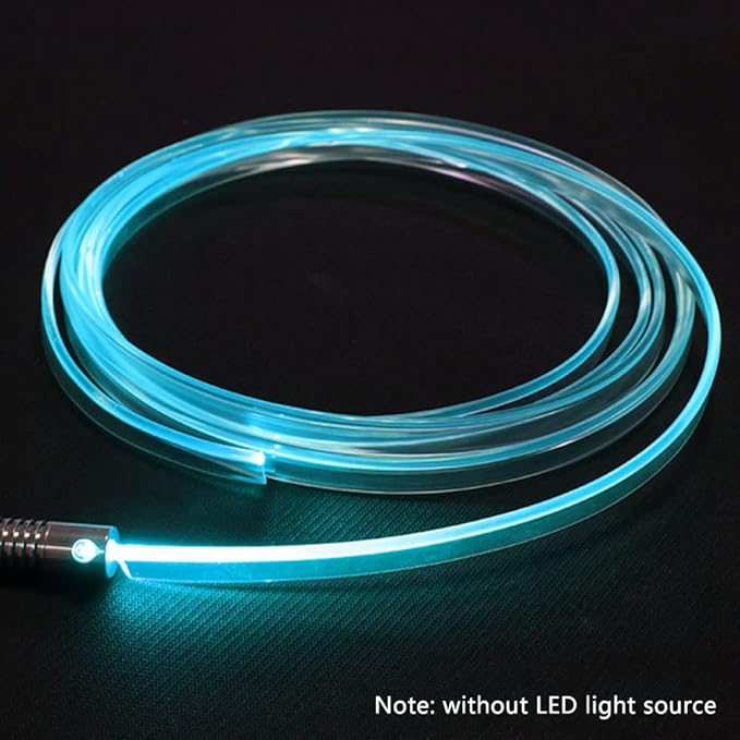 Super Bright MMA Plastic Optic Fiber Side Glow Unibody Band Edge Cable Car LED Illumination Optic Fiber Band Car Interior Atmosphere Lights (164ft)