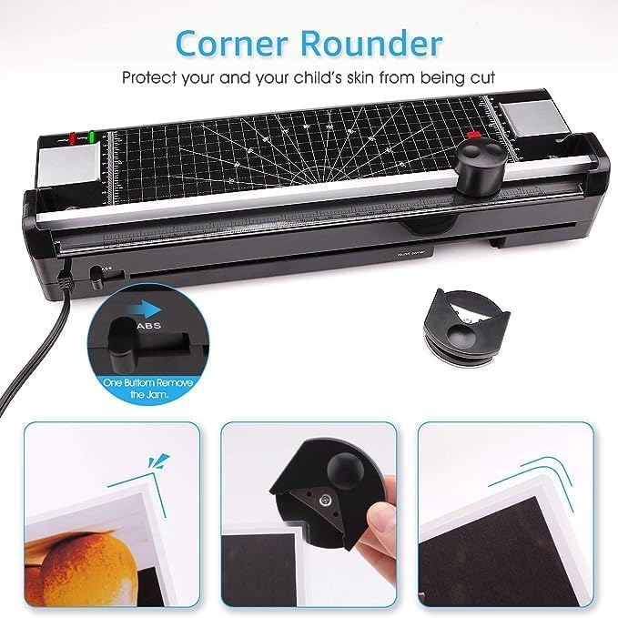 Laminator Machine for A3/A4/A6, YE381 13inch Thermal & Cold Laminating Machine for Home Office School Teacher Use with 120 Pouches, Paper Trimmer and Corner Rounder