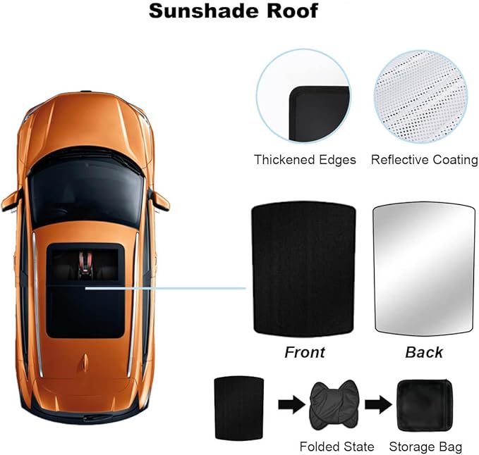Car Sunroof Shade Compatible with Mercedes Benz GLE 350/450 2015-2019, Foldable Glass Roof Sunshade with Storage Bag, Heat Insulation Sun Protection Roof Interior Sunshade