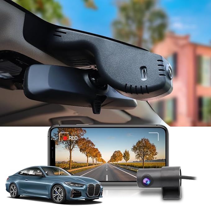 Fitcamx 4K Dual Dash Cam Suitable for BMW 4 Series M4 2020-2024 430i 440i M440i Xdrive G22 G23 G26 G82 G83 (HD2-6808), OEM Style, Dual HD Recording, WiFi&APP, G-Sensor, Easy to Operate, 128GB Card