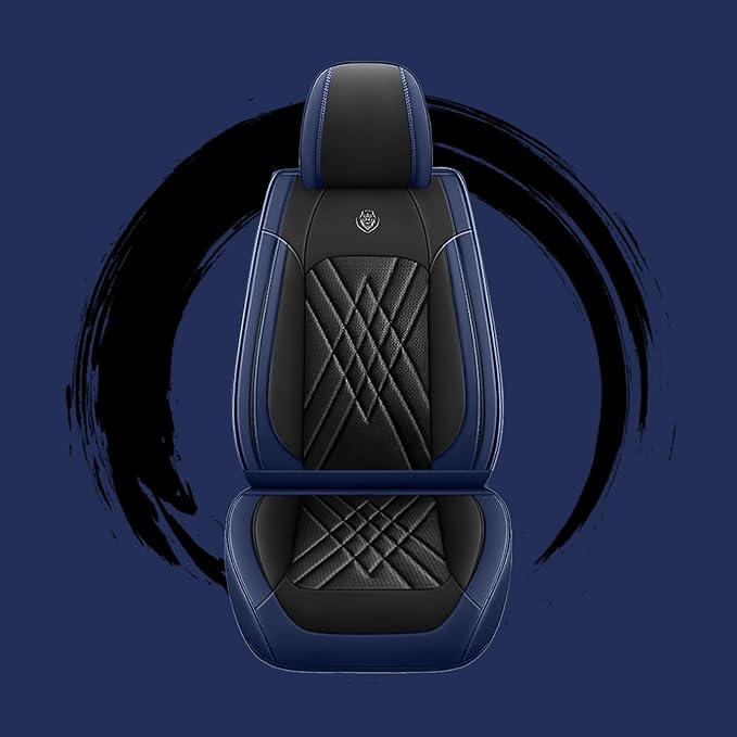 Car Seat Covers Compatible with Toyota Camry 2012-2026 Durable Waterproof Automotive Seat Covers Stretchable Fabric Material, Airbag Compatibility, Premium Nappa Leather(Black Blue, Full Set)