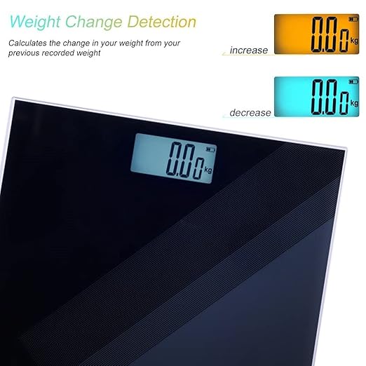 Uten Digital Weight Scale, USB Charging Bathroom Weight Scale, Three-Color LCD Back Light Display, Slim Design, 400Ibs/180kg, 6mm Tempered Glass (Black)