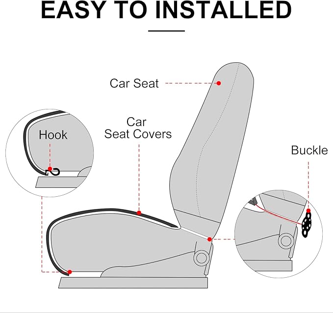 surpassme Comfortable Car Seat Covers Universal Back/Brench Seat Coves for Car Accessories with Storage Pockets, Padded Car Interior Covers for Automotive, SUV, Truck, and Van(Black)