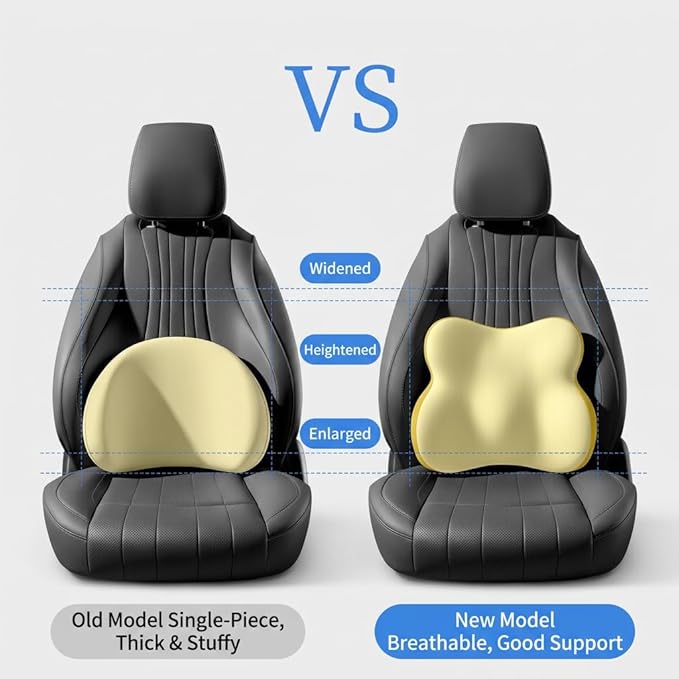 Car Headrest Pillow & Lumbar for Acura TLX 2015-2024, Car Seat Neck Pillow Back Support, Breathable All-Season Automotive Seat Cushions, 2PCS,D Dual Yellow