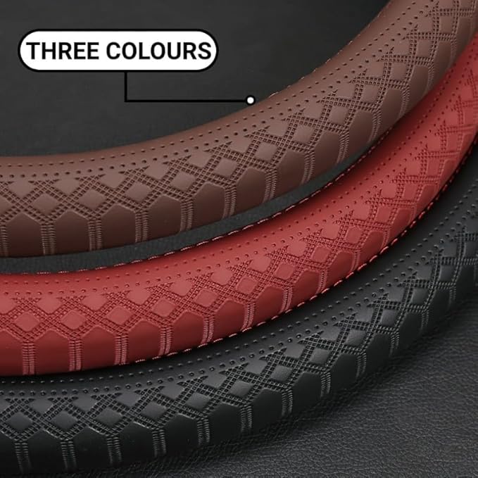 Corium Leather Steering Wheel Cover Rubber Inner Ring All Car Universal Four Seasons Universal Anti-Slip15 16 17 18 19 inch for Truck (Brown, 15inch)