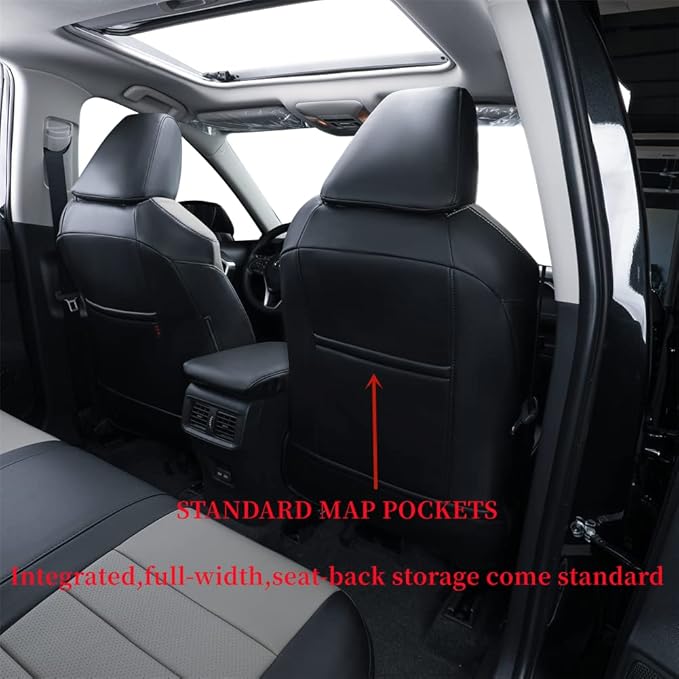 coverdream Custom Fit Seat Covers for Toyota RAV4 Limited,XLE,SE,Platinum,Adventure 2013 2014 2015 2016 2017 2018,Full Coverage Leather Seat Protector (Full Set,Black/Gray)