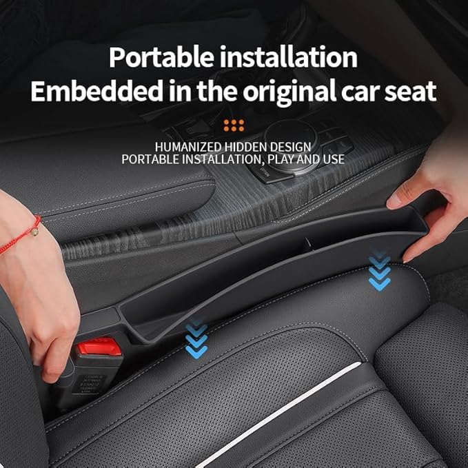 Car Seat Gap Filler, Seat Gap Organizer with Phone Holder, Car Seat Accessories, Car Organizer Fit Car SUV Truck, 2PCS Seat Gap Filler and 2 Pack Sunglass Holder Black