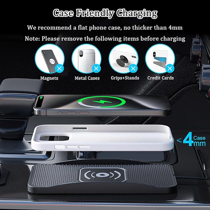 Wireless Car Charger Pad for Chevrolet Traverse 2009-2026, Type-C/USB 20W Car Wireless Charger Non-Slip Phone Charging Pad Car Accessories,A 30cm Cable Type-C Plug