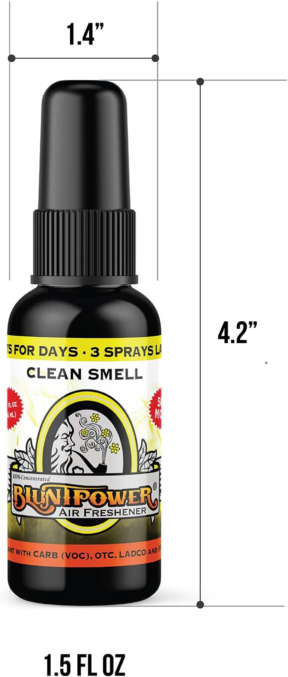 BluntPower (Clean Smell, 1 Pack) Concentrated Odor Eliminator & Diffuser Oil - Room Deodorizer, Odor Eliminator, Air Freshener - Premium Oil Based Air Freshener