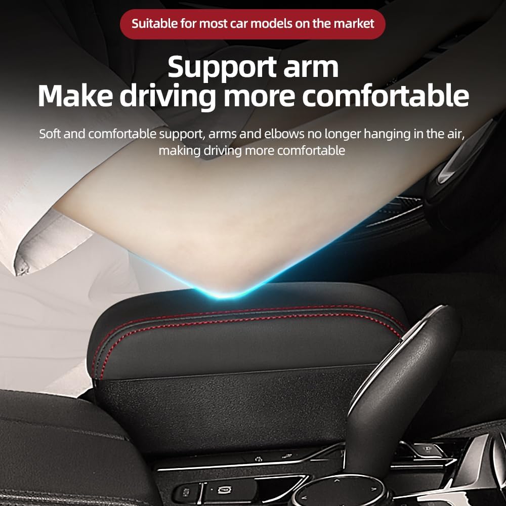 JEYODA Car Armrest Box with Cup Holder Car Central Liftable Armres Storage Organizer Box Arm Rest，Car Seat Gap Filler Organizer 1PC(Red)