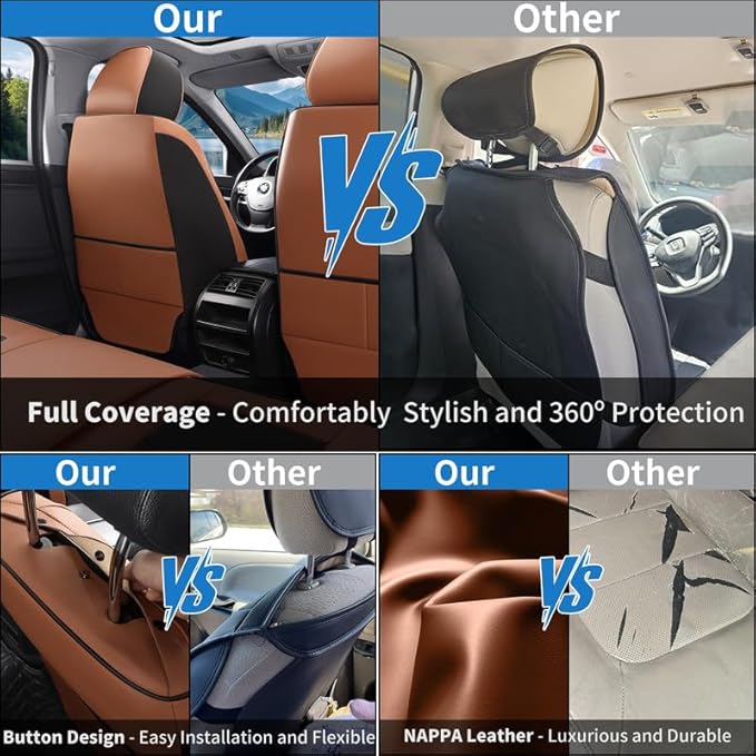 Car Seat Covers Custom Fit for Chevrolet/Chevy Sonic 2011-2020 , Premium Faux Leather Waterproof Car Seat Protectors with Lumbar Support, Breathable Anti-Slip Easy to install(Black&Brown,Full set)