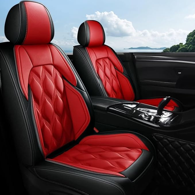 AOMSAZTO Car Seat Covers Full Set Fit for Outback 2007-2026 Waterproof Faux Leather Car Seat Cushions Automotive 5 Seat Covers Set（Black&Red）