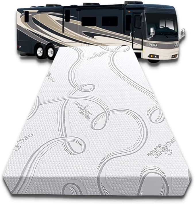 FoamRush 6-Inch Bunk (28" x 72") Mattress Gel Memory Foam RV Mattress Replacement with Cotton Cover, Medium Firm, Comfort, Pressure Relief, Made in USA, Travel Camper Trailer Truck
