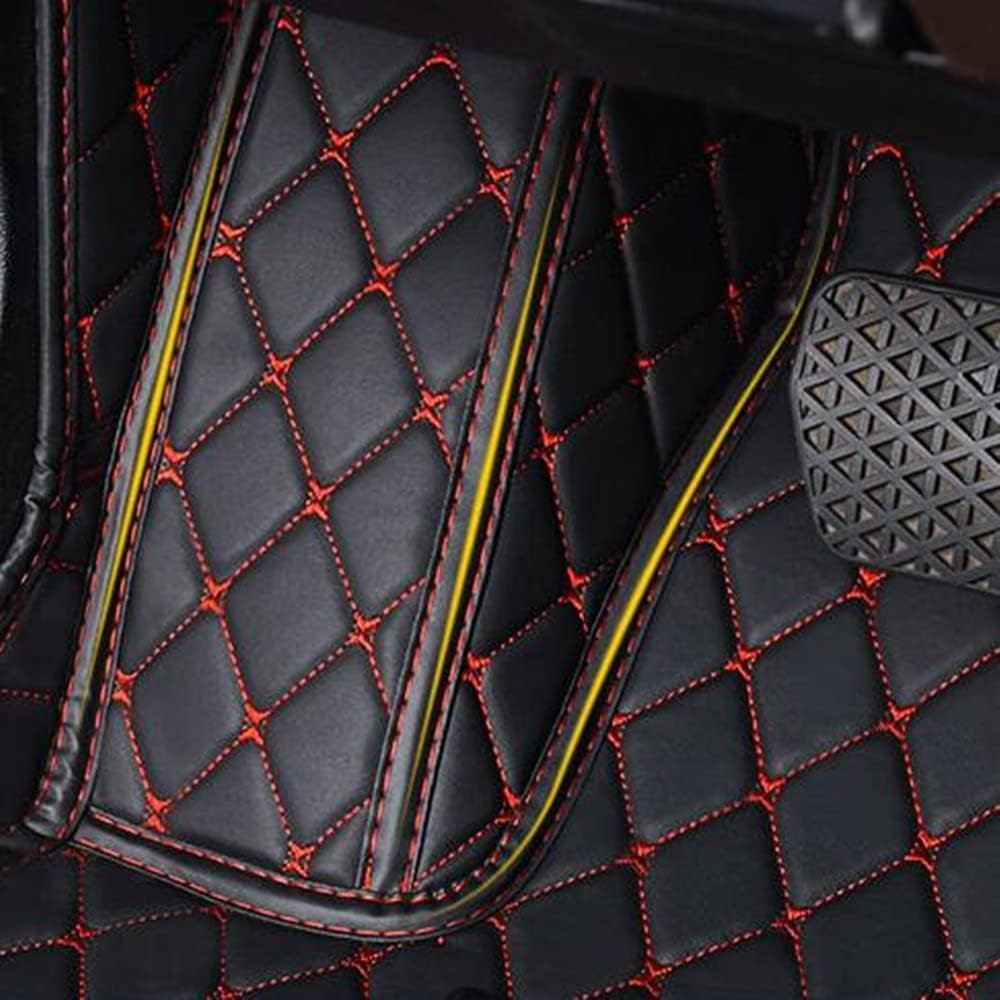 Custom All-Weather Protection Luxury Leather Floor Mats for Cars SUVs Trucks According Anti-Slip Leather Floor mats ﻿ (24,Beige and Black White)