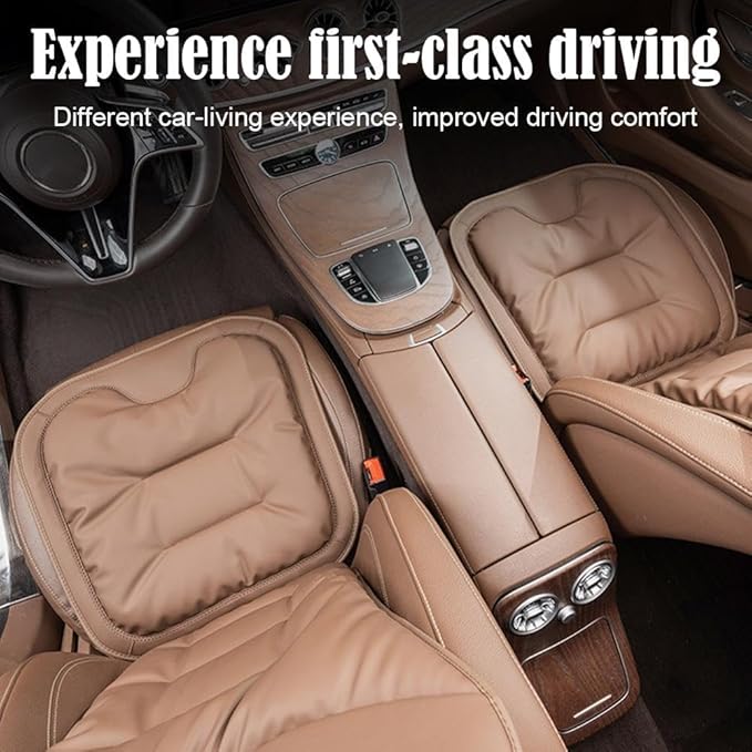 Skin-Friendly & Dirt-Repellent Leather Seat Cushions, 2026 Car Seat Cushion for Driving, 1.57" Thick Comfort Seat Protector, Universal Non-Slip Memory Foam Pad for Car (Orange, Front Seat Cushion)