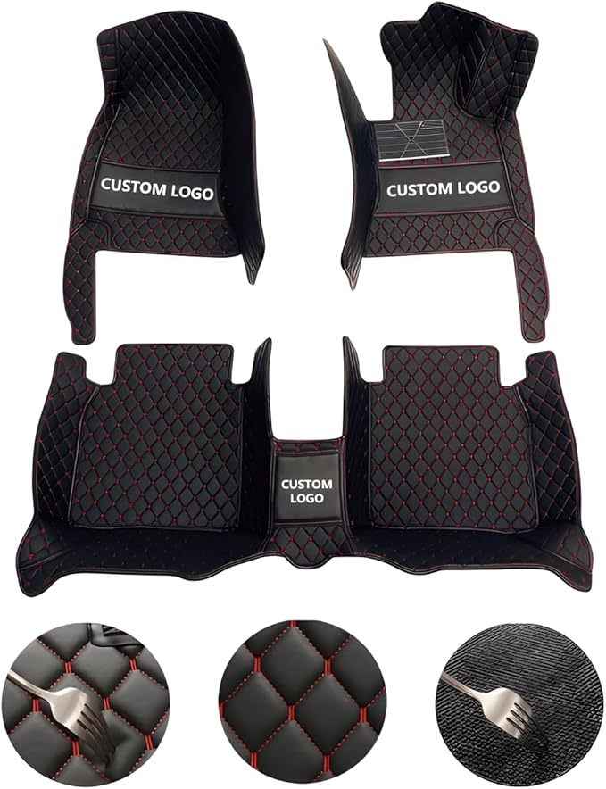 Customize Car Floor Mats for 99% Sedan SUV Sports Car All Weather Leather Full Coverage Waterproof Non-Slip Vehicle Lining Pads (Pink)