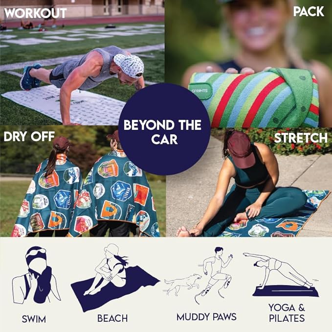 Sprints Athletic Running Towel, Full-Sized, Car Seat Cover - Performance Microfiber… (National Parks)