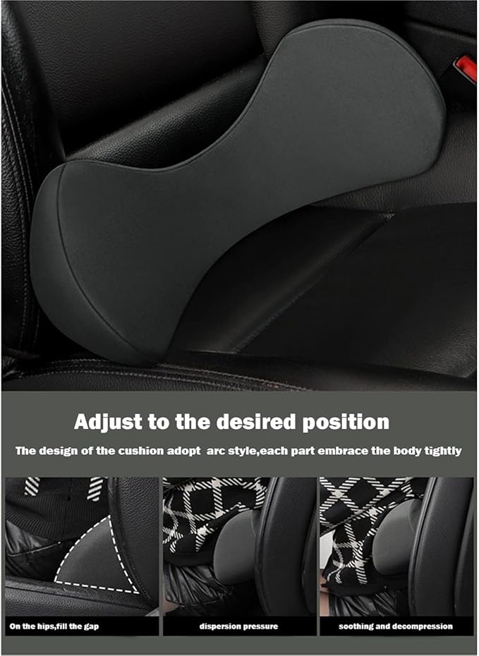 Memory Foam Car Seat, Car Lumbar Support Pillow Tailbone Support Cushions, Back Pad Massager Waist Cushion for Car Seat, Office Chair(1 Orange)