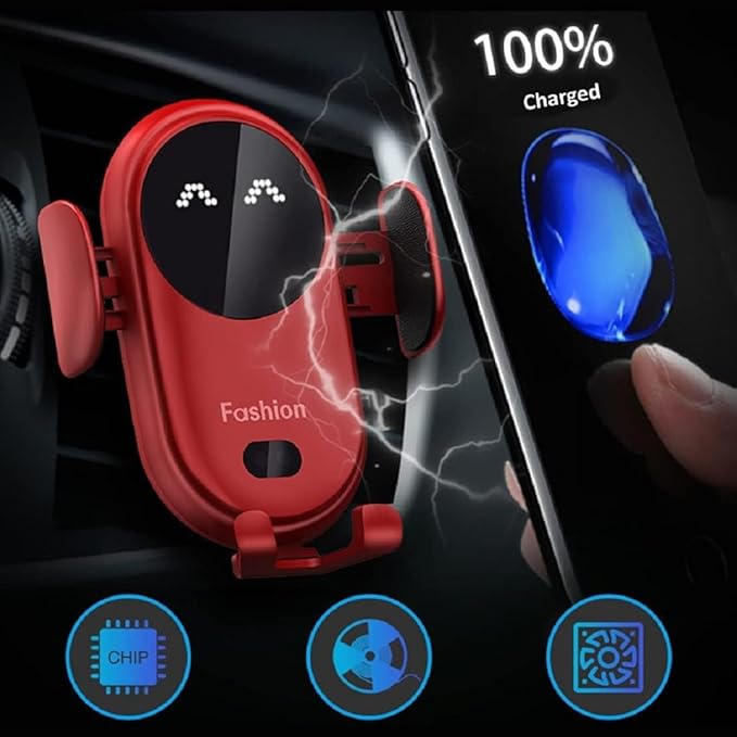Smart Car Wireless Charger Phone Holder, Fashion Car Charger, Smart Sensor Car Wireless Charger, Automatic PhoneHolder forCar, for All Phone (Black)