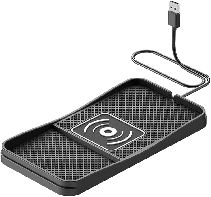 Car Wireless Charger Pad for Ford Bronco Flex Freestyle/Mustang Mach-E 2005-2025, Type-C/USB 20W Fast Wireless Car Charger Pad Non-Slip Cordless Charging Mat,B-30cm Cable USB Plug
