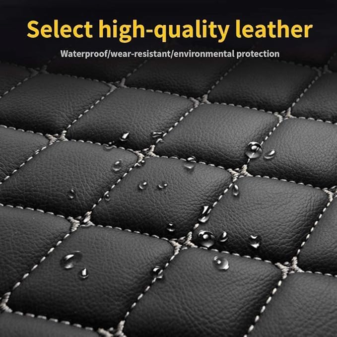 Custom Car Floor Mat Compatible with 97% Car Models Luxury Leather All Weather Waterproof Anti-Skid Full Coverage Car Mats (Purple with Black)