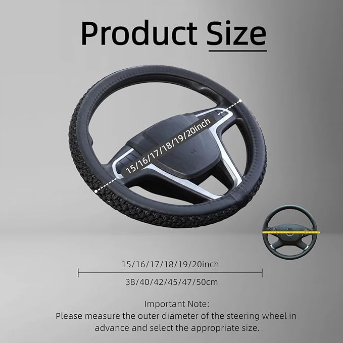 15“16”17“18”19“20 Inch Ice Silk Ventilation Multi-Style Comfy Grip Steering Wheel Cover for Truck, Bus, Big Rig Trucker,SUV， Anti-Slip Design 15-20 Inch (White, 18 inch)