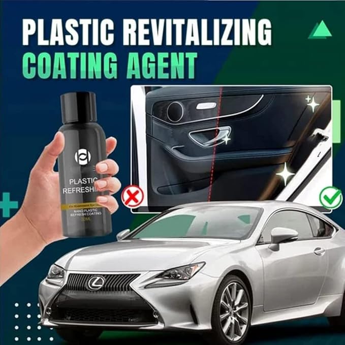 RJDJ Plastic Restorer for Cars, Trim & Exterior – Plastic Revitalizing Coating Agent, Restores Faded Plastic, UV Protection, Car Shine Refurbishing Solution (50ml-3pcs)