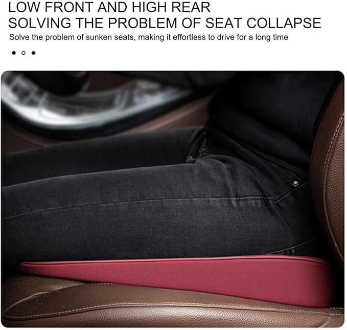 Memory Foam Car Seat Cushion for BMW X5 G05 2018-2023, Wedge Booster Lumbar Support Pad for Drivers Office with Non-Slip Base,Red-4cm